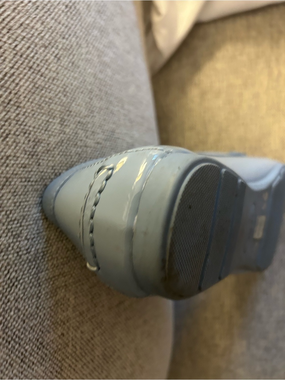Coach Glossy Pale Blue Patent Leather Loafers with Silver Bit s - Picture 3 of 4